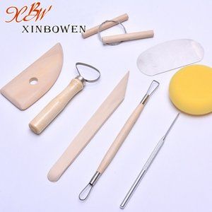 Smooth Wooden Handles 8 Pcs Pottery & Clay Sculpting Tools Double-Sided